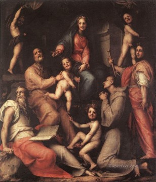 ポントルモ Painting - 聖母子と聖者の肖像画家 フィレンツェのマニエリスム ヤコポ・ダ・ポントルモ